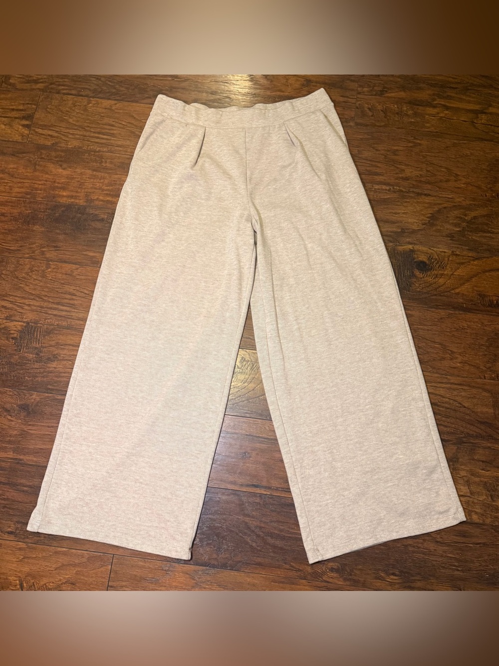 Stylus Minimalist Athleisure Tan Pleated Wide Leg Lounge Trouser Pants XXL NWOT